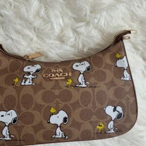 Coach X Peanuts Teri Shoulder Bag In Signature Canvas With Snoopy Print - Picture 3 of 7